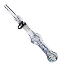 GLASS NECTAR COLLECTOR - STRIPED W/ QUARTZ TIP