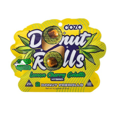 DONUT ROLLS ROSIN INFUSED PREROLLS THCA LEMON CHERRY GELATO