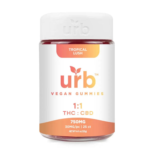 Urb Hemp Derived 1:1 Delta-9 THC+CBD Gummies 750MGMG - 25 Pack - TROPICAL LUSH (30MG EACH)