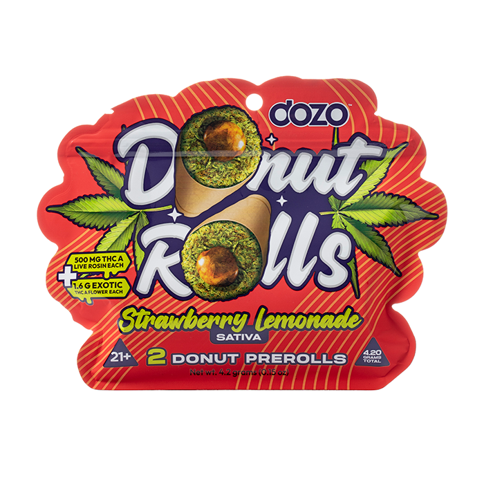 DONUT ROLLS ROSIN INFUSED PREROLLS THCA STRAWBERRY LEMONADE