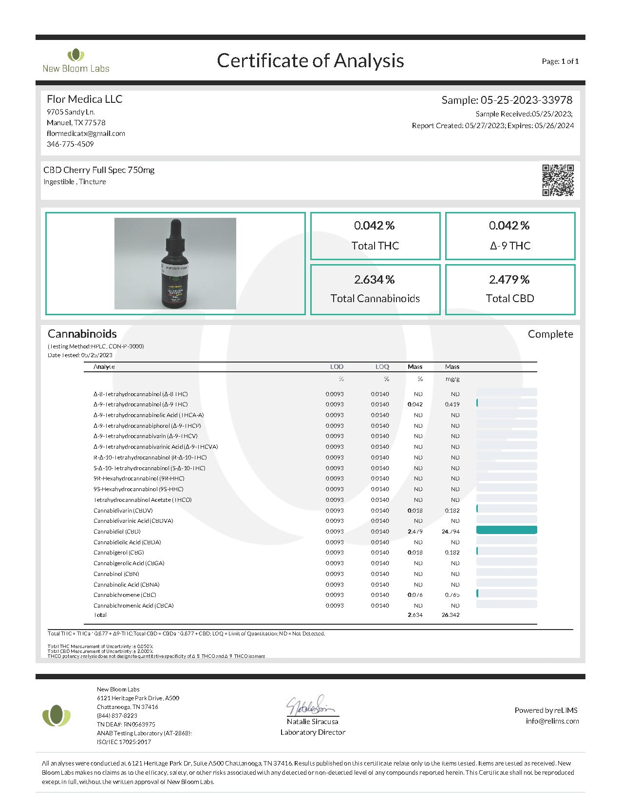 CBD Drop Cherry Full Spec 750mg