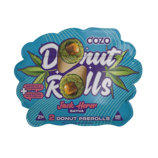 DONUT ROLLS ROSIN INFUSED PREROLLS THCA JACK HERER