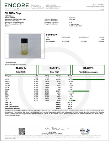 2:1 MEDICAL GRADE THCa DISPOSABLE CARTRIDGE- 1 GRAM